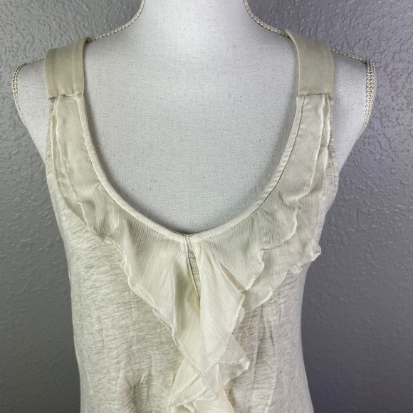 Women's Kenar - off white tank top with ruffle detail size Larg - Picture 4 of 10